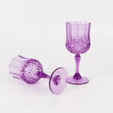 6 Pack 8oz Purple Crystal Cut Reusable Plastic Cocktail Goblets, Shatterproof Wine Glasses