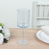 6 Pack Transparent Dusty Blue Plastic Reusable Cocktail Glasses With Long Stem