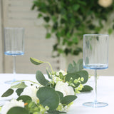 6 Pack Transparent Dusty Blue Plastic Reusable Cocktail Glasses With Long Stem