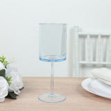 6 Pack Transparent Dusty Blue Plastic Reusable Cocktail Glasses With Long Stem