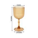 12 Pack Amber Gold Ribbed Reusable Plastic Wine Goblets