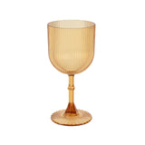 12 Pack Amber Gold Ribbed Reusable Plastic Wine Goblets#whtbkgd