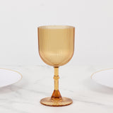 12 Pack Amber Gold Ribbed Reusable Plastic Wine Goblets