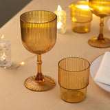 12 Pack Amber Gold Ribbed Reusable Plastic Wine Goblets