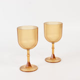 12 Pack Amber Gold Ribbed Reusable Plastic Wine Goblets