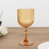 12 Pack Amber Gold Ribbed Reusable Plastic Wine Goblets