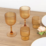 12 Pack Amber Gold Ribbed Reusable Plastic Wine Goblets