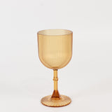 12 Pack Amber Gold Ribbed Reusable Plastic Wine Goblets