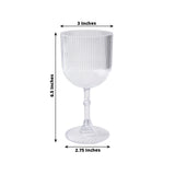 12 Pack Clear Ribbed Reusable Plastic Wine Goblets