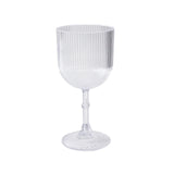 12 Pack Clear Ribbed Reusable Plastic Wine Goblets#whtbkgd