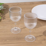 12 Pack Clear Ribbed Reusable Plastic Wine Goblets