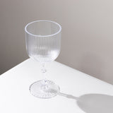 12 Pack Clear Ribbed Reusable Plastic Wine Goblets