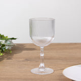 12 Pack Clear Ribbed Reusable Plastic Wine Goblets