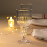 12 Pack Clear Ribbed Reusable Plastic Wine Goblets