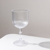 12 Pack Clear Ribbed Reusable Plastic Wine Goblets