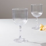 12 Pack Clear Ribbed Reusable Plastic Wine Goblets