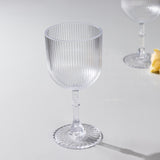 12 Pack Clear Ribbed Reusable Plastic Wine Goblets