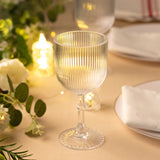 12 Pack Clear Ribbed Reusable Plastic Wine Goblets