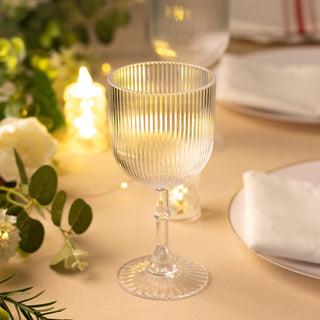 <span style="background-color:transparent;color:#000000;">Clear Ribbed Reusable Plastic Wine Glasses</span>