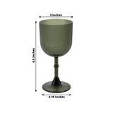 12 Pack Hunter Emerald Green Ribbed Reusable Plastic Wine Goblets