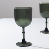 12 Pack Hunter Emerald Green Ribbed Reusable Plastic Wine Goblets