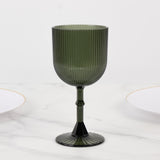 12 Pack Hunter Emerald Green Ribbed Reusable Plastic Wine Goblets