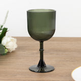 12 Pack Hunter Emerald Green Ribbed Reusable Plastic Wine Goblets