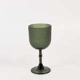 12 Pack Hunter Emerald Green Ribbed Reusable Plastic Wine Goblets