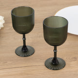 12 Pack Hunter Emerald Green Ribbed Reusable Plastic Wine Goblets