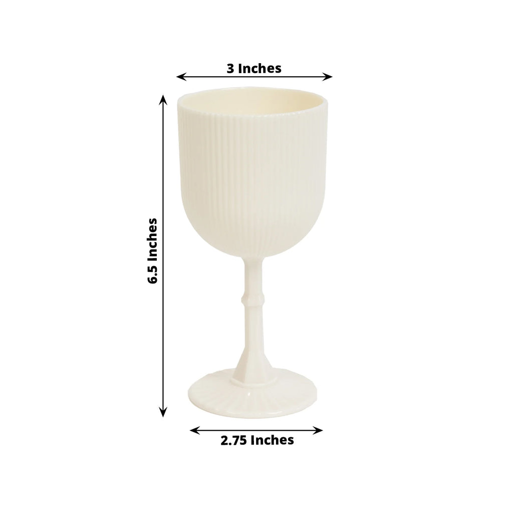 12pk Plastic Goblets White Ribbed 9oz | TableclothsFactory