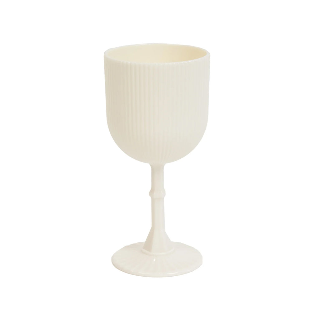 12pk Plastic Goblets White Ribbed 9oz | TableclothsFactory