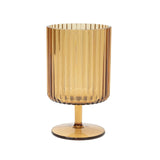 12-Pack Plastic Goblets Amber Gold Vintage Ribbed Pattern Short Stem#whtbkgd