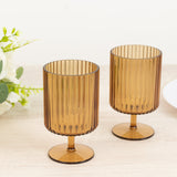 12-Pack Plastic Goblets Amber Gold Vintage Ribbed Pattern Short Stem - Reusable Wine Glasses