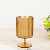 12-Pack Plastic Goblets Amber Gold Vintage Ribbed Pattern Short Stem - Reusable Wine Glasses