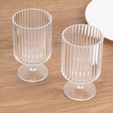 6 Pack Clear Reusable Plastic Wine Goblets with Vintage Ribbed Pattern, 12oz Short