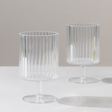 6 Pack Clear Reusable Plastic Wine Goblets with Vintage Ribbed Pattern, 12oz Short