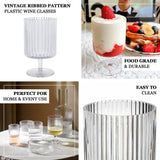 12-Pack Plastic Goblets Amber Gold Vintage Ribbed Pattern Short Stem - Reusable Wine Glasses