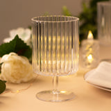 6 Pack Clear Reusable Plastic Wine Goblets with Vintage Ribbed Pattern, 12oz Short