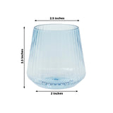 12-Pack Transparent Dusty Blue Plastic Stemless Wine Glasses – 12oz Ribbed Design