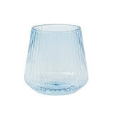 12-Pack Transparent Dusty Blue Plastic Stemless Wine Glasses – 12oz Ribbed Design#whtbkgd