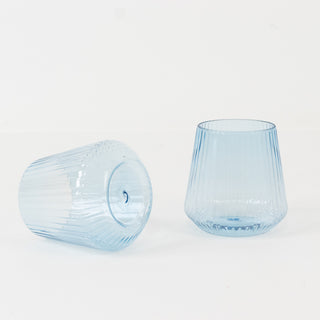 Transparent Dusty Blue Stemless Wine Glasses
