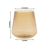 12-Pack Amber Gold Plastic Stemless Wine Glasses – 12oz Ribbed Design Reusable