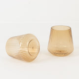 12-Pack Amber Gold Plastic Stemless Wine Glasses – 12oz Ribbed Design Reusable Shatterproof Cocktail