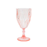 12 Pack Vintage Diamond Cut Plastic Goblets – Blush 11oz Reusable Wine#whtbkgd