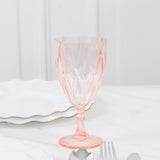 12 Pack Vintage Diamond Cut Plastic Goblets – Blush 11oz Reusable Wine & Beverage Glasses