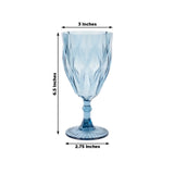 12 Pack Vintage Diamond Cut Plastic Goblets – Dusty Blue 11oz Reusable Wine & Beverage