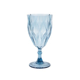 12 Pack Vintage Diamond Cut Plastic Goblets – Dusty Blue 11oz Reusable#whtbkgd