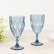 12 Pack Vintage Diamond Cut Plastic Goblets – Dusty Blue 11oz Reusable Wine & Beverage