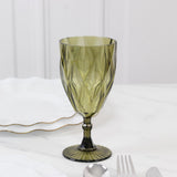 12 Pack Vintage Diamond Cut Plastic Goblets – Dusty Sage Green 11oz Reusable Wine & Beverage Glasses