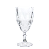 12 Pack Vintage Diamond Cut Plastic Goblets – Clear 11oz Reusable Wine & Beverage Glasses#whtbkgd